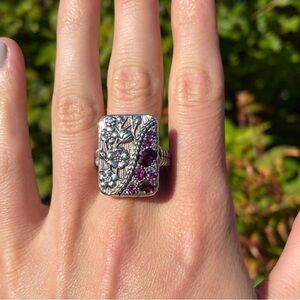 JAI by John Hardy Sterling & Rhodolite Kimono Collection Cherry Blossom Ring